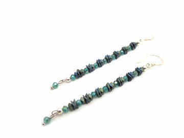 Oorbellen lang metalic green8