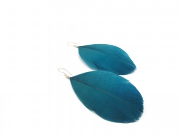 Oorbellen petrol feather