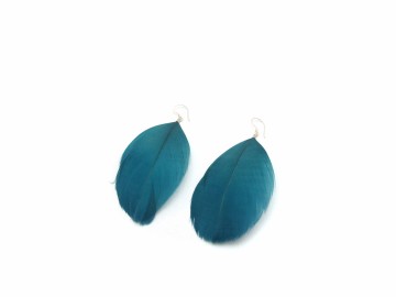 Oorbellen petrol feather