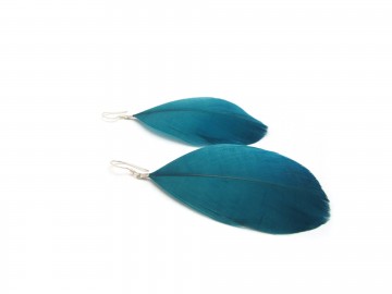 Oorbellen petrol feather