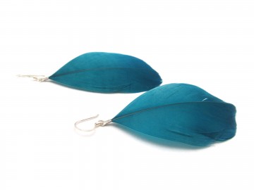 Oorbellen petrol feather