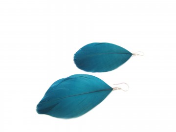 Oorbellen petrol feather