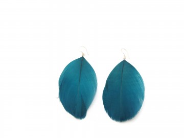 Oorbellen petrol feather