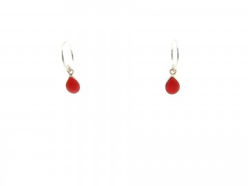 Oorbellen ring zilver carneool