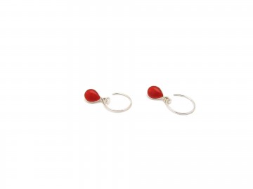 Oorbellen ring zilver carneool