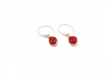 Oorbellen ring zilver carneool