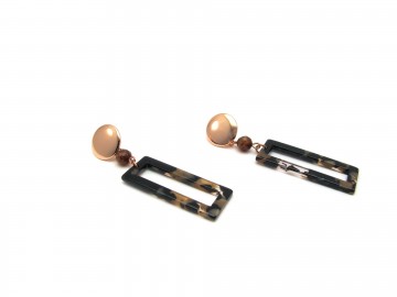 Oorbellen rose gold brown