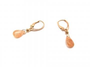 Oorbellen rosegoud zonnesteen