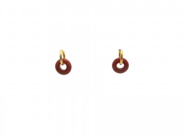 Oorbellen rvs goud dun rode jaspis