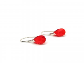 Oorbellen swarovski zilver rood siam