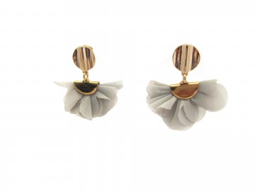 Oorbellen waaier koraal grey kort