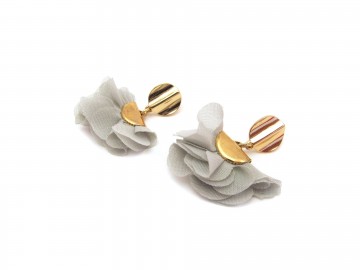 Oorbellen waaier koraal grey kort