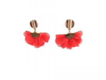 Oorbellen waaier koraal kort