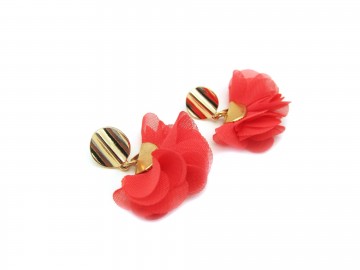 Oorbellen waaier koraal kort