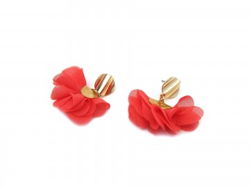 Oorbellen waaier koraal kort