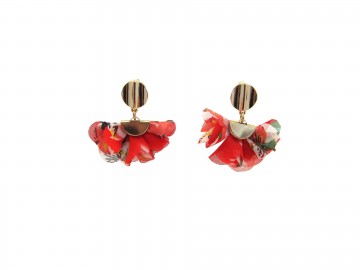 Oorbellen waaier mixed red