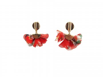Oorbellen waaier mixed red
