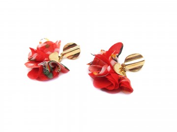 Oorbellen waaier mixed red