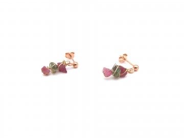 Oorstekers rose goud tourmalijn