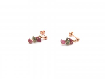 Oorstekers rose goud tourmalijn