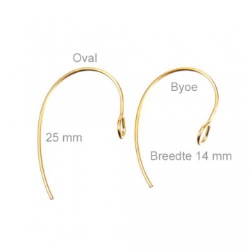 Rvs goldplated ovaal 25 mm breedte 14mm 01