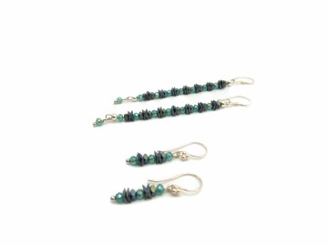 Set oorbellen metalic green2