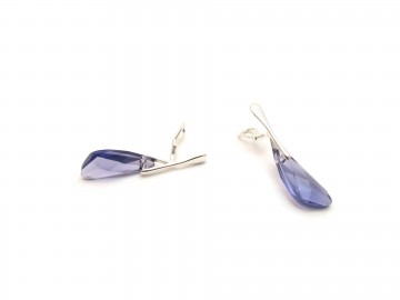 Swarovski clip wing tanzanite zilver