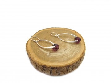 Swarovski oorbellen bordeau zilver