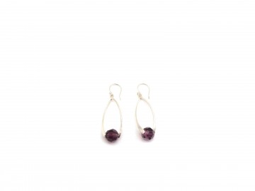 Swarovski oorbellen bordeau zilver