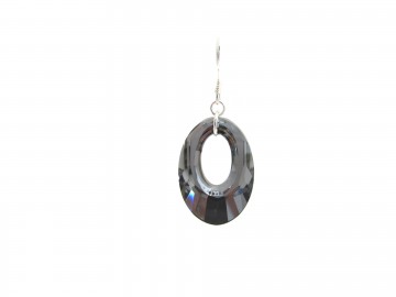 Swarovski oorbellen oval  silver night 30 mm