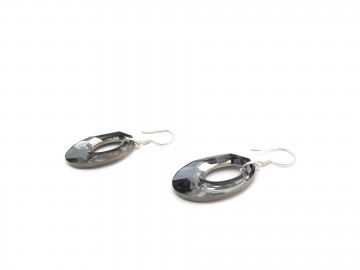 Swarovski oorbellen oval haakje silver night 30 mm