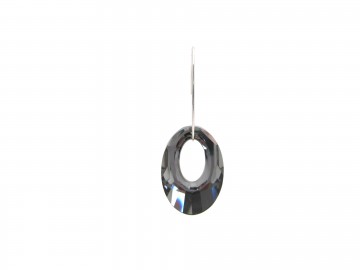 Swarovski oorbellen oval silver night 30 mm