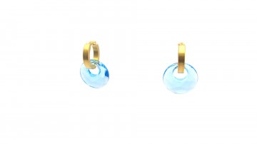 Swarovski oorringen licht blue rond