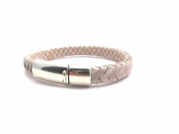 Gevlochte leren armband