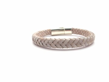 Gevlochte leren armband