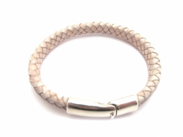 Gevlochte leren armband